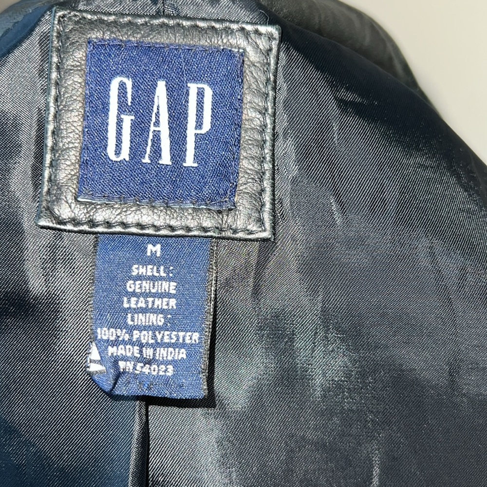 Euc Gap Black Leather Jacket Medium - image 4